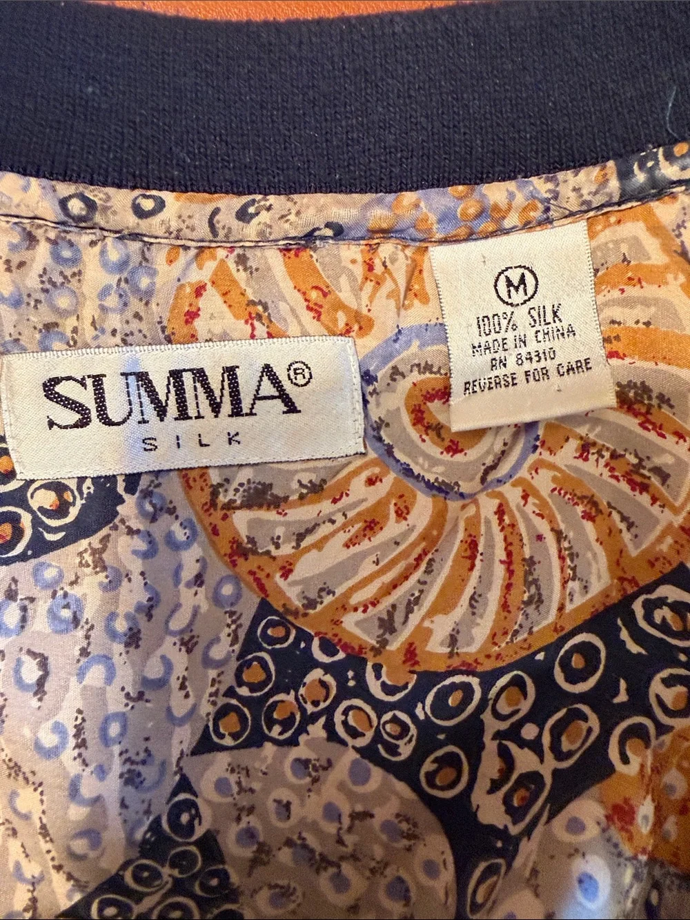 SUMMA Silk Shirt in Navy and Gold Paisley Print